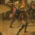 "Auto de Fe presidido por Santo Domingo de Guzmán", donde se aprecia un soldado de la Santa Hermandad