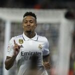 Encuentro de Liga entre el Real Madrid y el Celta de Vigo. Gol de Militao. © Jesús G. Feria.
