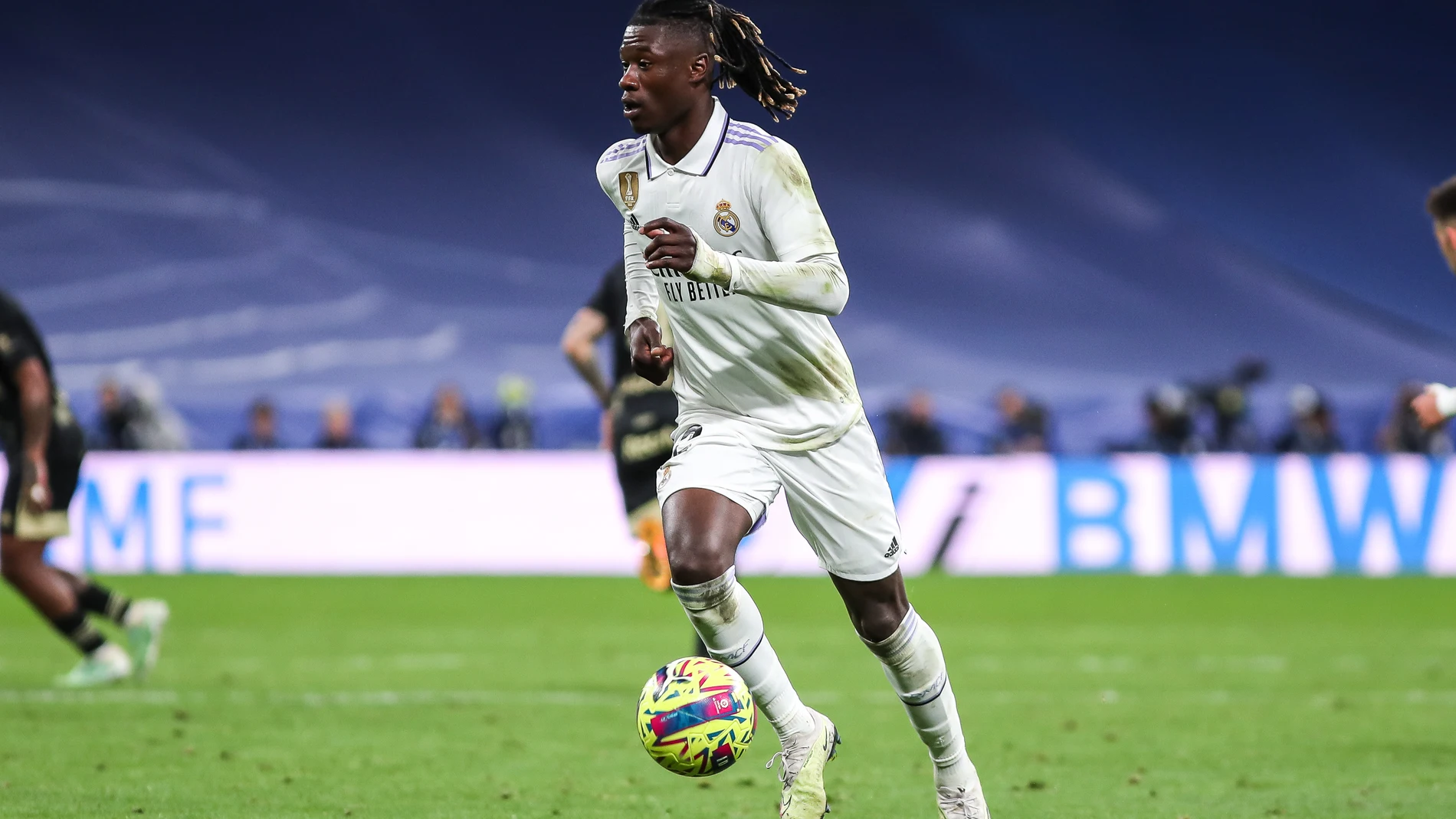 Eduardo Camavinga of Real Madrid in action during the spanish league, La Liga Santander, football match played between Real Madrid and RC Celta de Vigo at Santiago Bernabeu stadium on April 22, 2023, in Madrid, Spain.Irina R. Hipolito / Afp7 22/04/2023 ONLY FOR USE IN SPAIN