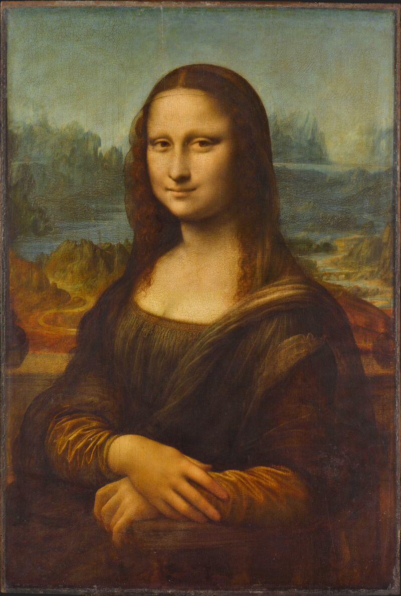 La famosa Mona Lisa, con el puente a la derecha de la imagen, junto a su rostro