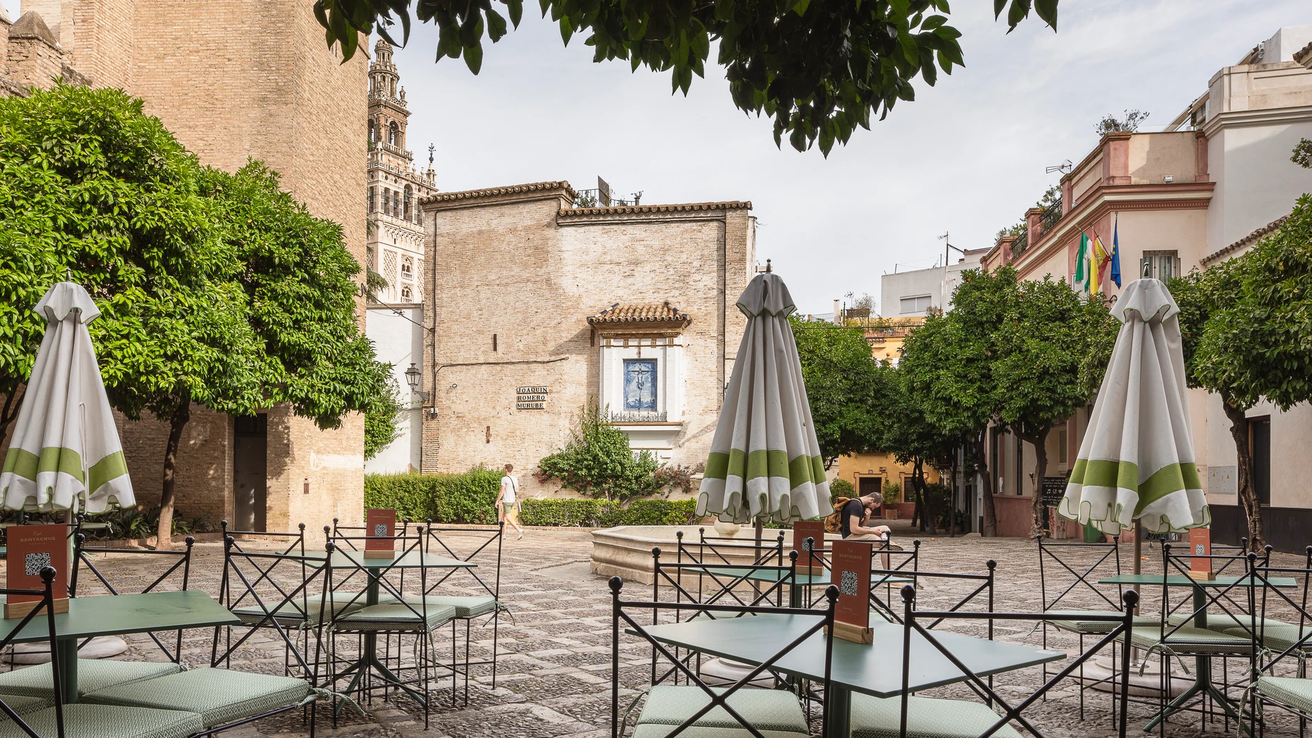 Vista de la terraza del Café Santacruz, ubicado en la Plaza de la Alianza de la capital hispalense