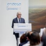 El consejero delegado de Endesa, José Damián Bogas, interviene durante la Junta General de Accionistas 2023 de Endesa, en la sede de Endesa, a 28 de abril de 2023, en Madrid (España).