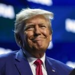 Former President Donald Trump speaks at the National Rifle Association Convention in Indianapolis