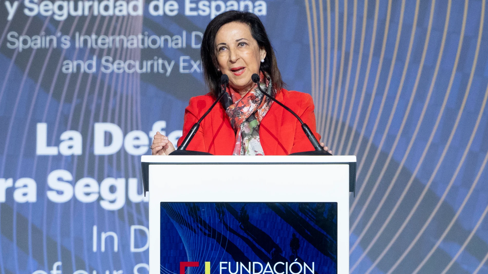 La ministra de Defensa, Margarita Robles, interviene durante la inauguración de la III Feria Internacional de Defensa y Seguridad de España en Ifema Madrid, a 17 de mayo de 2023, en Madrid (España). La fundación FEINDEF ha organizado la Feria Internacional de Defensa y Seguridad de España, la tercera edición de la única feria en España del sector de Defensa y Seguridad apoyada institucionalmente por el Ministerio de Defensa. 17 MAYO 2023;DEFENSA;SEGURIDAD;IFEMA;FERIA DE MADRID Alberto Ortega / Europa Press 17/05/2023