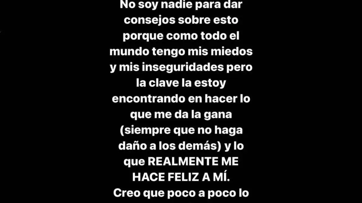 Mensaje de Rocío Osorno en su cuenta de Instagram.