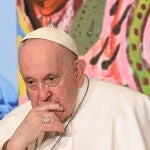 El Papa en un momento de su audiencia de ayer con estudiantes en Roma