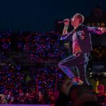 Chris Martin, durante la primera actuación en Barcelona