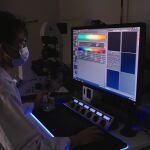 Jiaxing Chen, coautor del estudio, realizando experimentos con imágenes de células vivas.