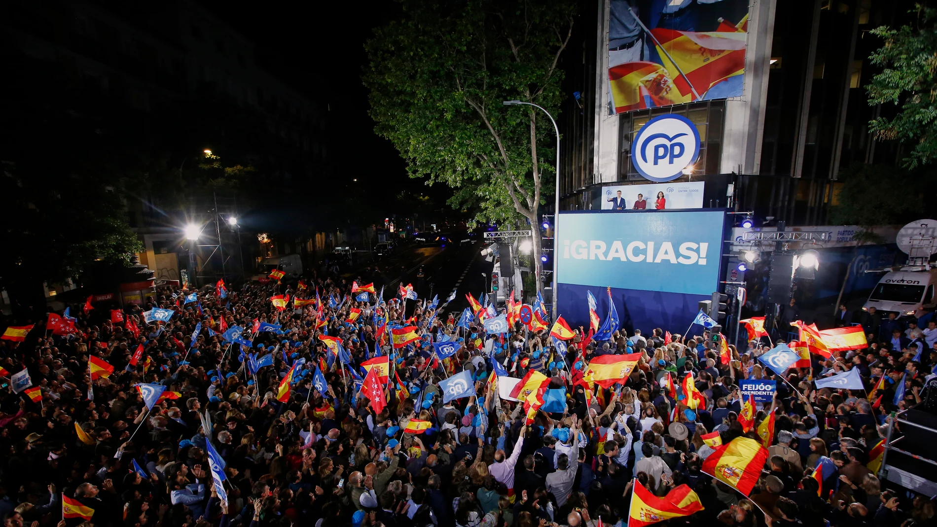 Noche electoral en la sede del PP en la calle Génova