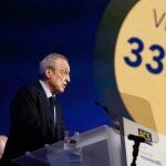 El presidente del grupo ACS, Florentino Pérez, interviene durante la Junta General de Accionistas del Grupo ACS, en Madrid. 
