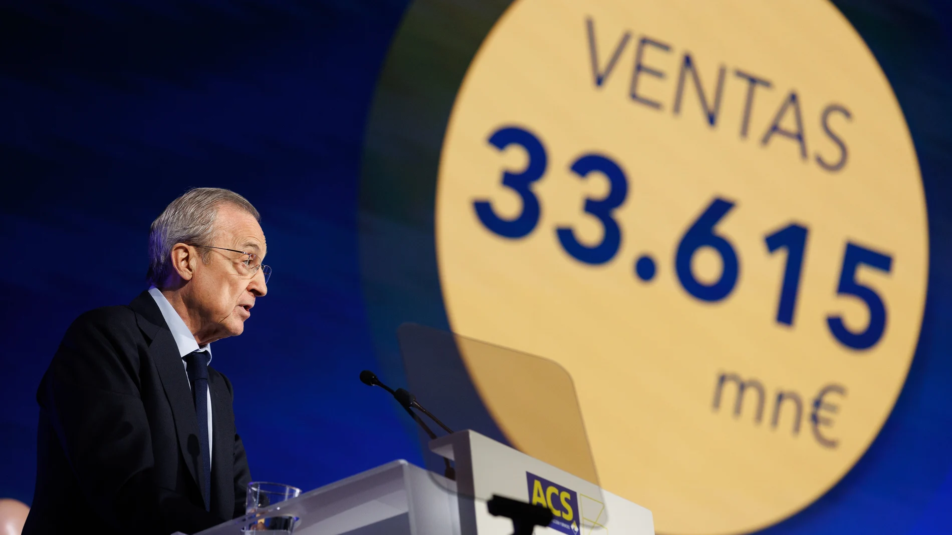El presidente del grupo ACS, Florentino Pérez, interviene durante la Junta General de Accionistas del Grupo ACS, en Madrid.