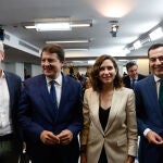 Alfonso Rueda, Alfonso Fernández Mañueco, Isabbel Diaz Ayuso y Juanma Moreno asisten a la reunión del Comité de Dirección del PP