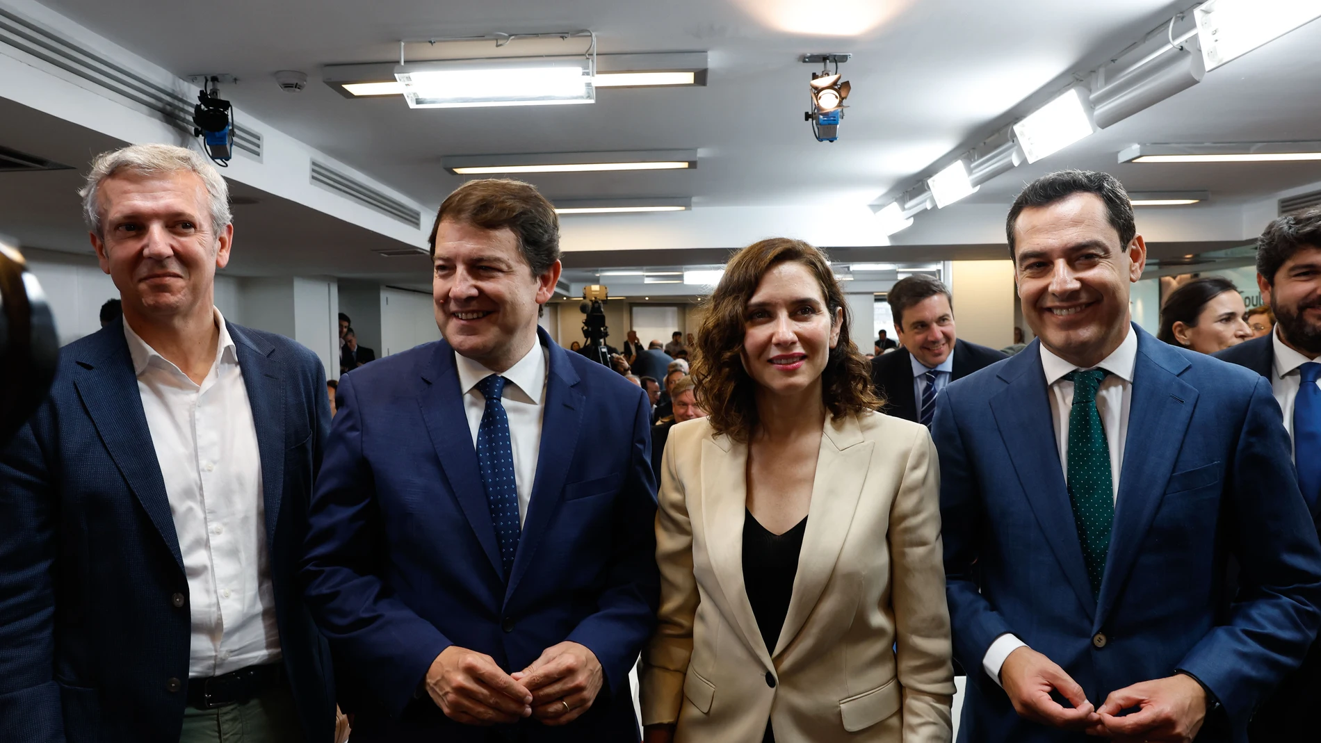 Alfonso Rueda, Alfonso Fernández Mañueco, Isabbel Diaz Ayuso y Juanma Moreno asisten a la reunión del Comité de Dirección del PP