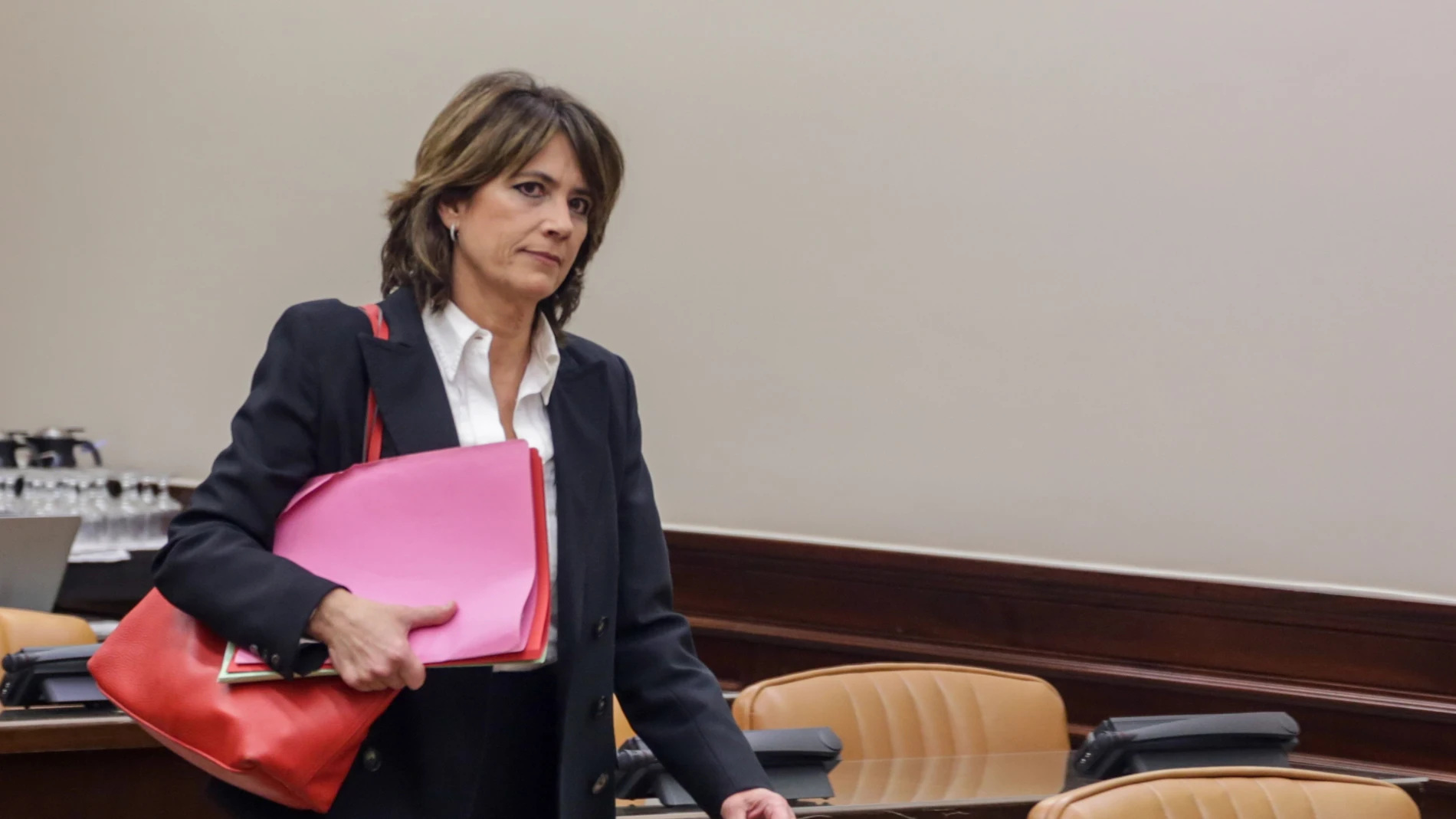 La exministra de Justicia y fiscal Dolores Delgado a su llegada a la Comisión de Justicia del Congreso de los Diputados para comparecer en relación con su propuesta de nombramiento como Fiscal General del Estado.