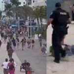 Captura del momento en el que se produjo el tiroteo este lunes en el paseo de la playa de Hollywood, una ciudad a 30 kilómetros de Miami