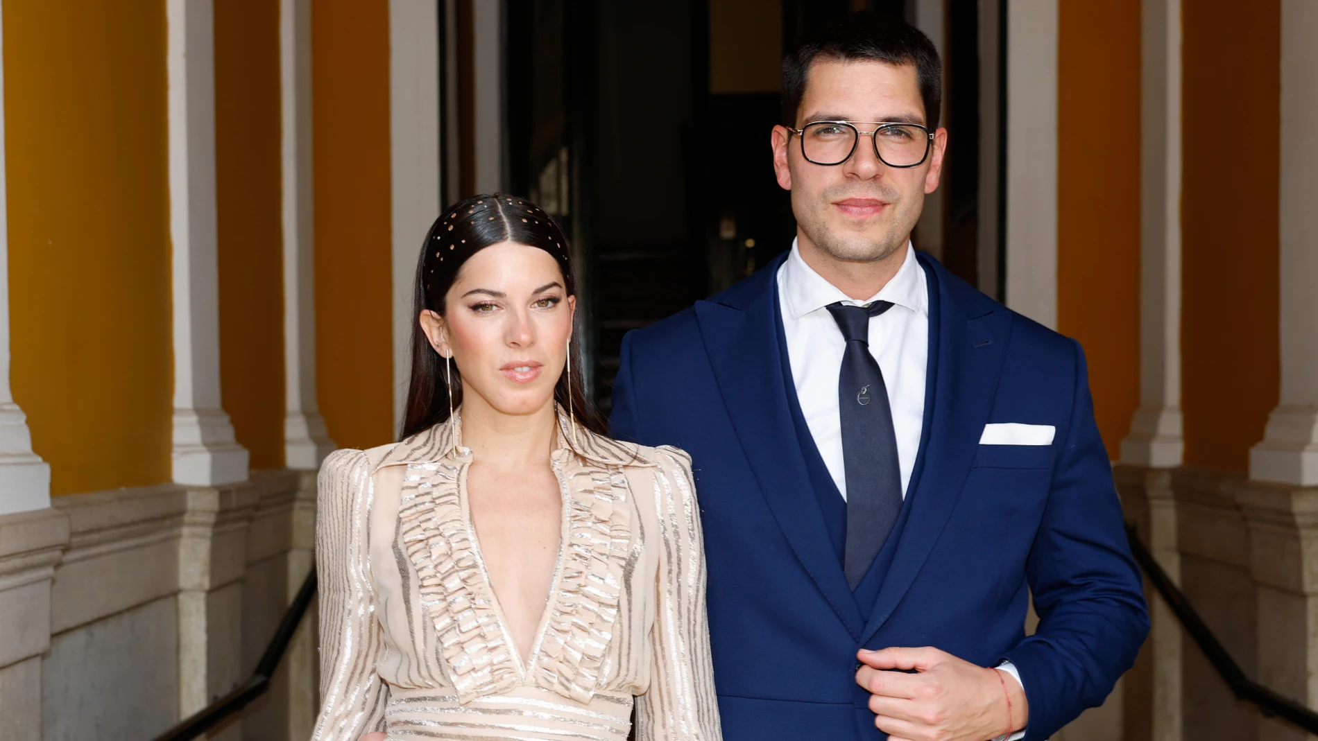 Diego Matamoros y Marta Riumbau en la boda de su padre, Kiko, Matamoros, y Marta López Álamo