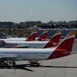 En la imagen, aviones de Iberia en el aeropuerto de Madrid-Barajas. 