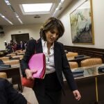 La exministra de Justicia Dolores Delgado comparece este jueves por la tarde ante la Comisión de Justicia del Congreso, un examen para certificar que cumple los requisitos que se exigen para ser nombrada fiscal general del Estado, cargo para el que se ha sido propuesta por el presidente del Gobierno, Pedro Sánchez.