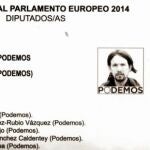 PAPELETA ELECTORAL DE PODEMOS Y PABLO IGLESIAS EN LAS ELECCIONES AL PARLAMENTO EUROPEO 2014 