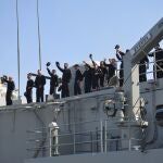 La fragata 'Navarra' se despide de Rota para incorporarse por quinta vez a la operación Atalanta
