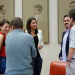 Dirigentes de Unidas Podemos, en una imagen de archivo en el Congreso