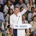 Alberto Núñez Feijóo en un acto en Santiago de Compostela.
