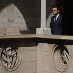 El presidente de la Generalitat, Pere Aragonès, comparece en el Palau de la Generalitat para anunciar cambios en el Govern.