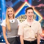 Jennifer Lawrence y Andrew Barth Feldman en el plató de 'El Hormiguero'