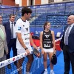 Presentación oficial del Barceló Valladolid Máster Trofeo Recoletas de pádel, en el Caja Rural de Zamora Stadium de la Plaza Mayor. Acuden los jugadores vallisoletanos Bea Caldera y Arturo Coello, número uno del mundo, así como el consejero de la Presidencia, Luis Miguel González Gago, y el alcalde de Valladolid, Jesús Julio Carnero