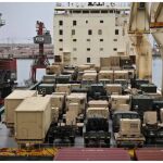 Parte de los vehículos desembarcados en el puerto de Agadir