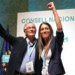 El candidato a la alcaldía de Barcelona, Xavier Trias (c), y la cabeza de lista al Congreso, Miriam Nogueras, durante el Consell Nacional de su partido.