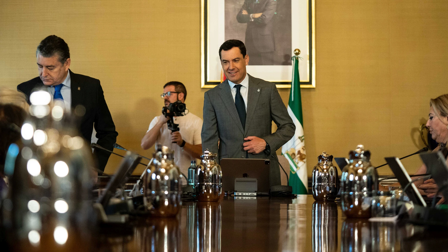 El presidente de la Junta de Andalucía, Juanma Moreno, en San Telmo
