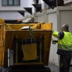 Un operario de Lipasam recogiendo basura