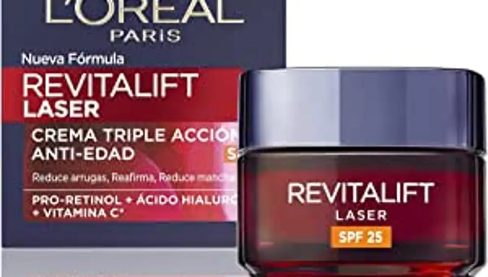 L'Oreal Paris Dermo Expertise Revitalift Láser Crema Hidratante SPF25 Cuidado Anti-Edad Triple Eficacia