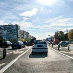 Tráfico de coches en la M-30 a la altura de Manuel Becerra