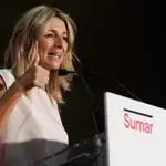 Yolanda Díaz participa en un acto de precampaña de Sumar en Toledo