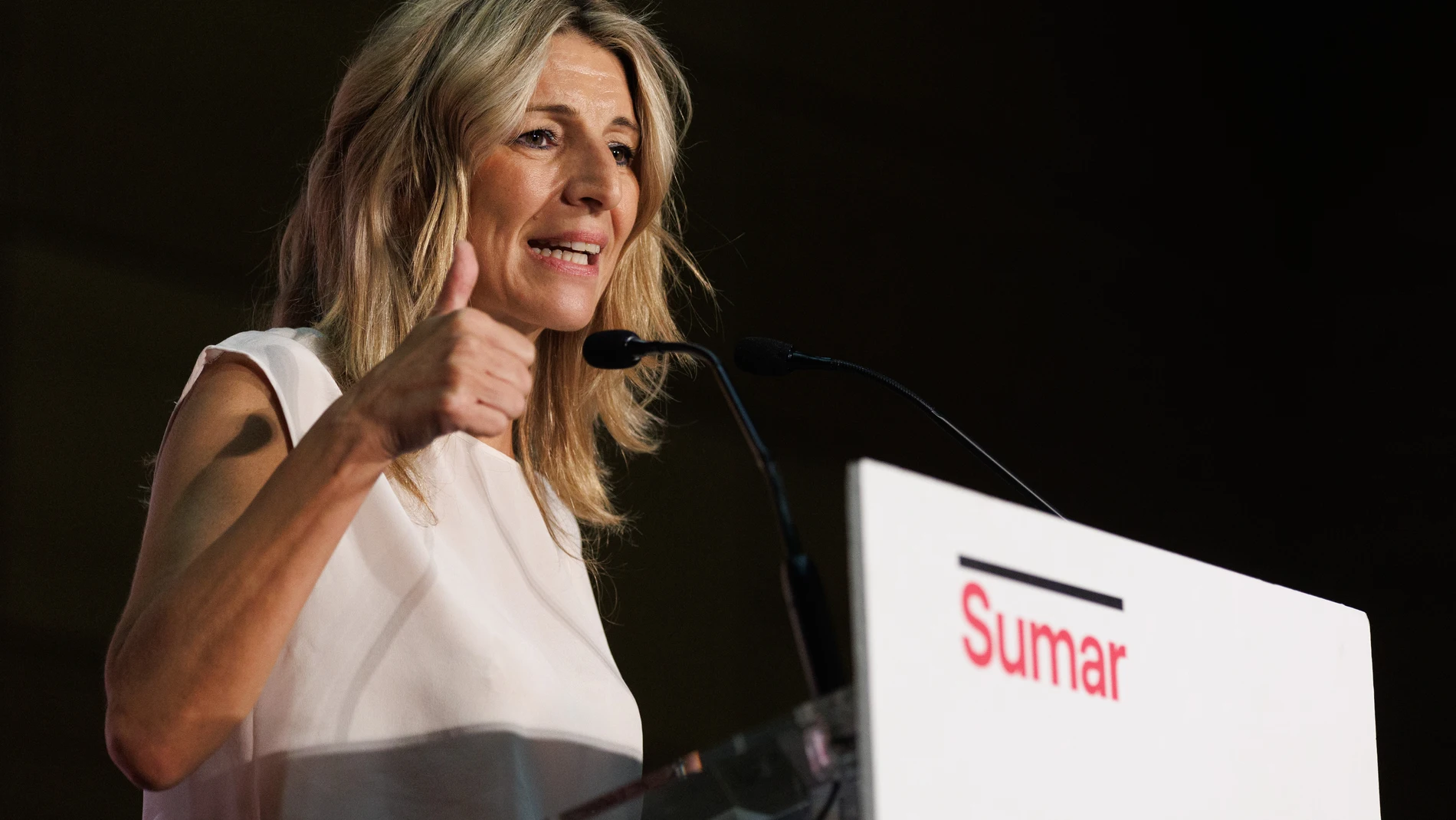 La vicepresidenta segunda, ministra de Trabajo y Economía Social y líder de Sumar, Yolanda Díaz, participa en un acto de precampaña electoral, en el Palacio de Congresos de Toledo, a 2 de julio de 2023, en Toledo, Castilla-La Mancha (España). Yolanda Díaz ha participado en un multitudinario acto de precampaña en Toledo de cara a las elecciones generales del próximo 23 de julio. 02 JULIO 2023;YOLANDA DÍAZ;SUMAR;PRECAMPAÑA Eduardo Parra / Europa Press 02/07/2023