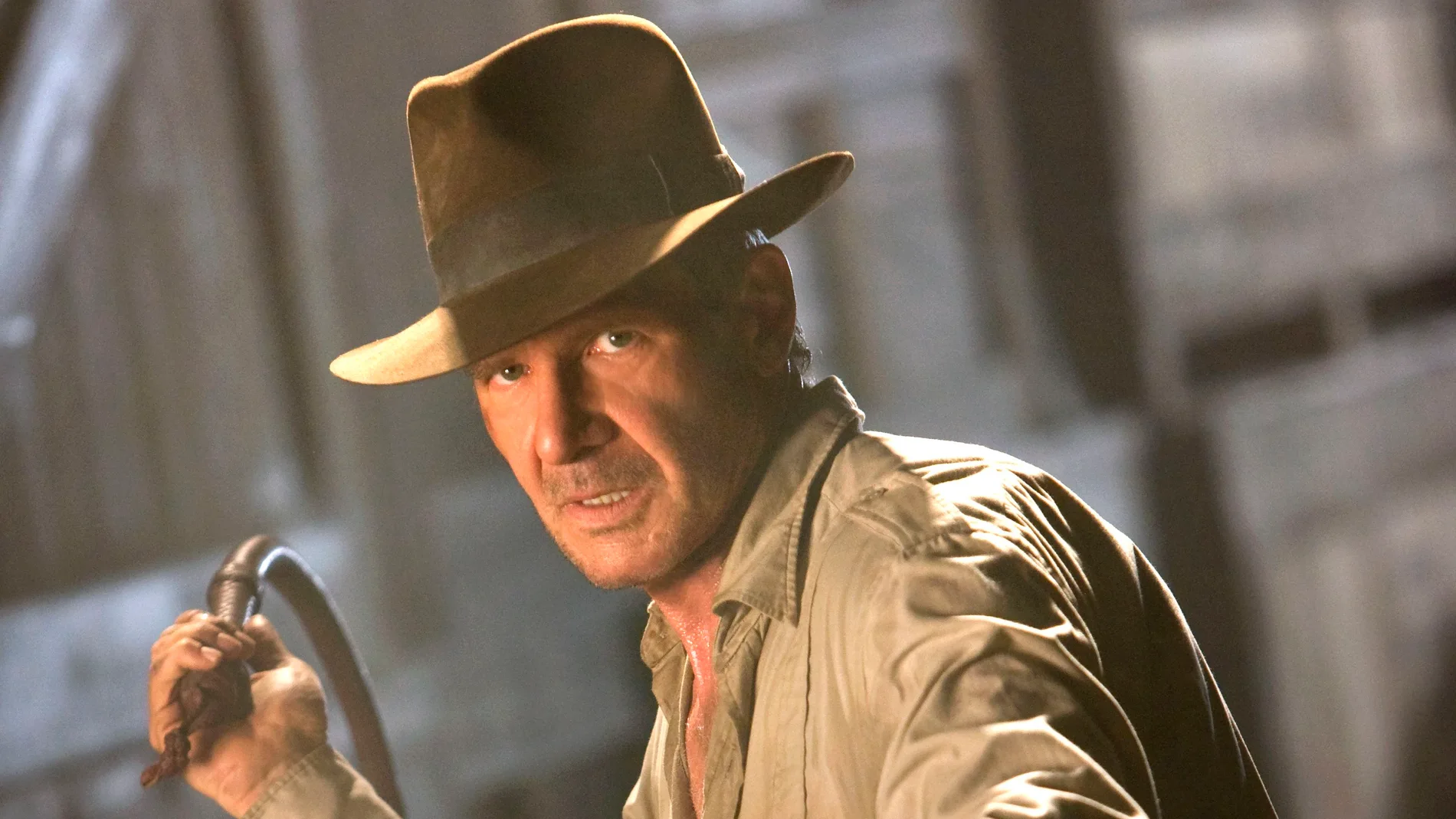 Harrison Ford is shown in a scene from the summer blockbuster film, "Indiana Jones and the Kingdom of the Crystal Skull."