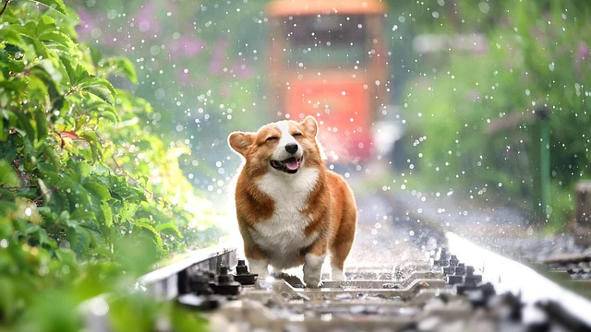 Un perro refrescándose del calor