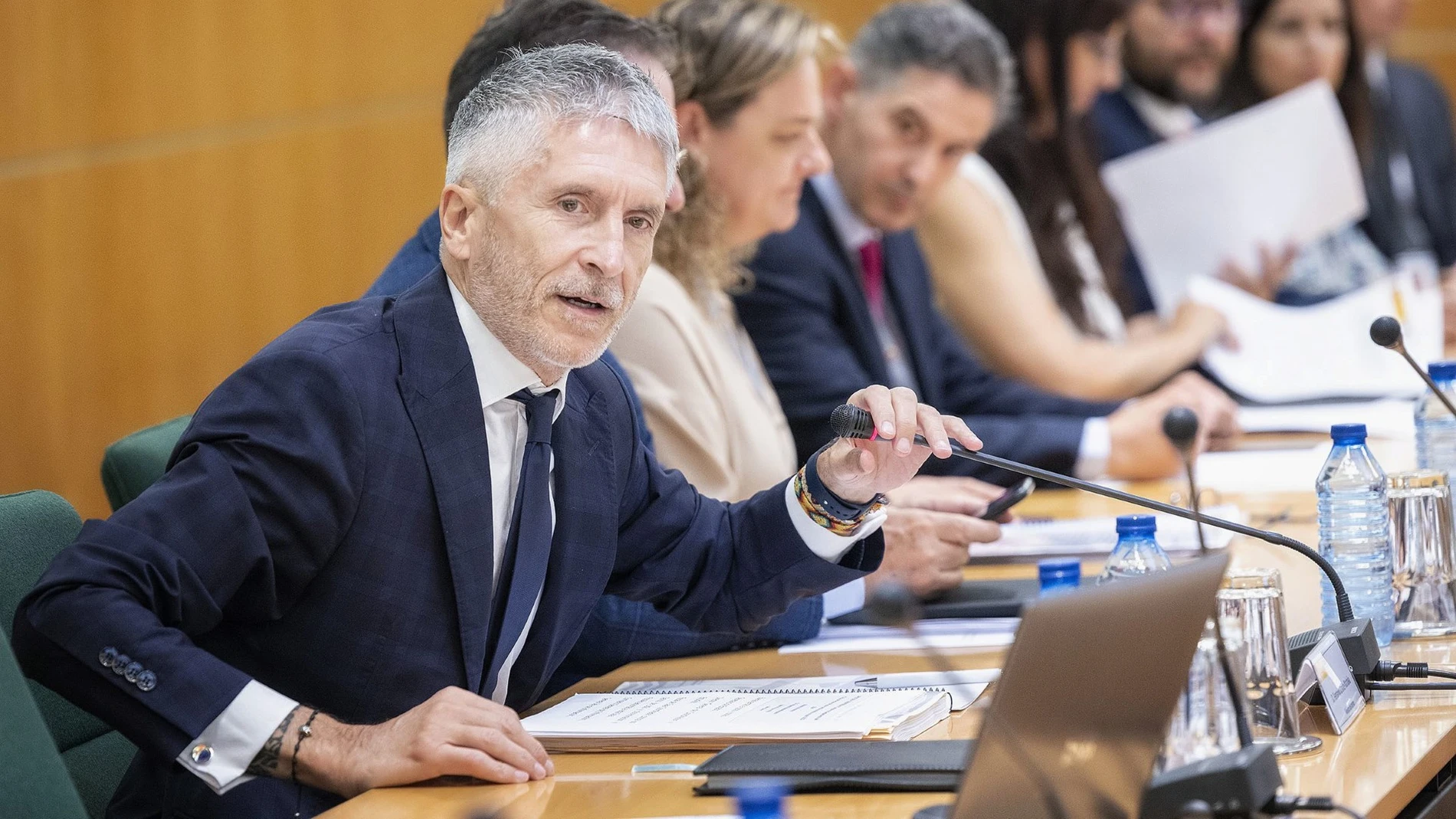 El ministro del Interior, Fernando Grande-Marlaska este miércoles durante la reunión de seguimiento de los delitos de odio