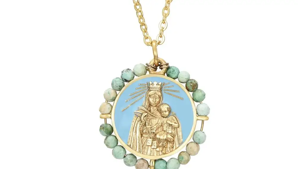 Colgante Virgen del Carmen turquesa