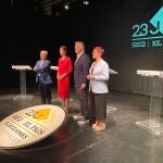 Carlos Flores (Vox), Diana Morant (PSOE), González Pons (PP) y Águeda Micó (Compromís Sumar)