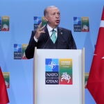 El presidente turco, Recep Tayyip Erdogan, en Vilna (Lituania)