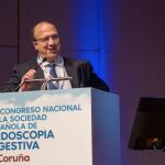 Manuel Pérez Miranda, jefe del Servicio de Digetsivo del Hospital Río Hortega de Valladolid, durante la entrega de la Medalla de Oro de la Sociedad Española de Endoscopia Digestiva (SEED)