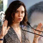 La presidenta de la Comunidad de Madrid, Isabel Díaz Ayuso durante el encuentro con militantes y simpatizantes del Partido Popular de la Comunitat Valenciana, este domingo en Valencia