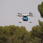 Imagen de un dron sobrevolando un bosque