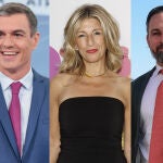 Pedro Sánchez, Yolanda Díaz y Santiago Abascal