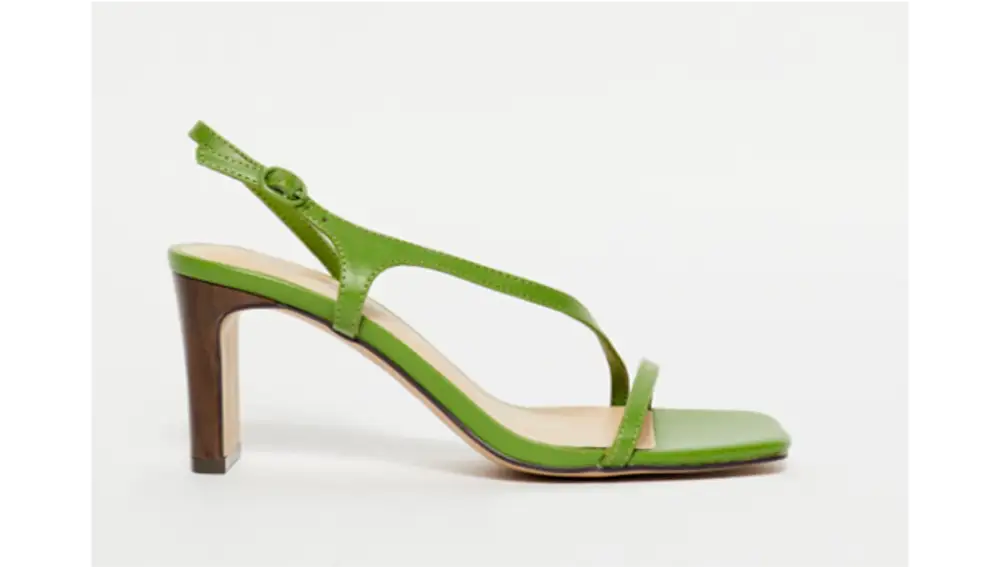 Sandalia tacón verde