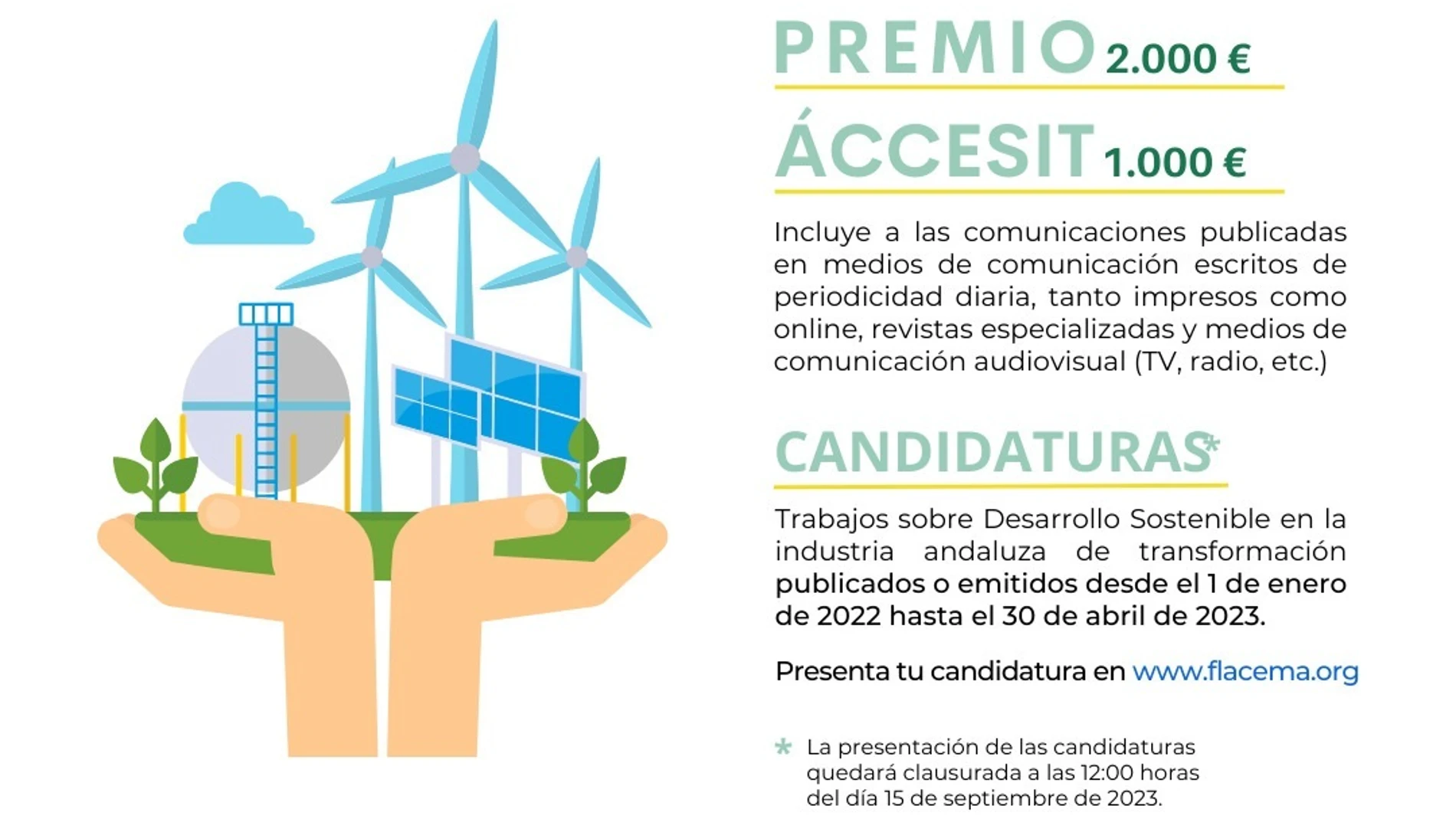 Cartel de la XVIII edición del 'Premio Flacema a la Mejor Comunicación sobre Desarrollo Sostenible en la Industria Andaluza'