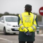 Una agente de la Guardia Civil en una carretera de la Comunidad